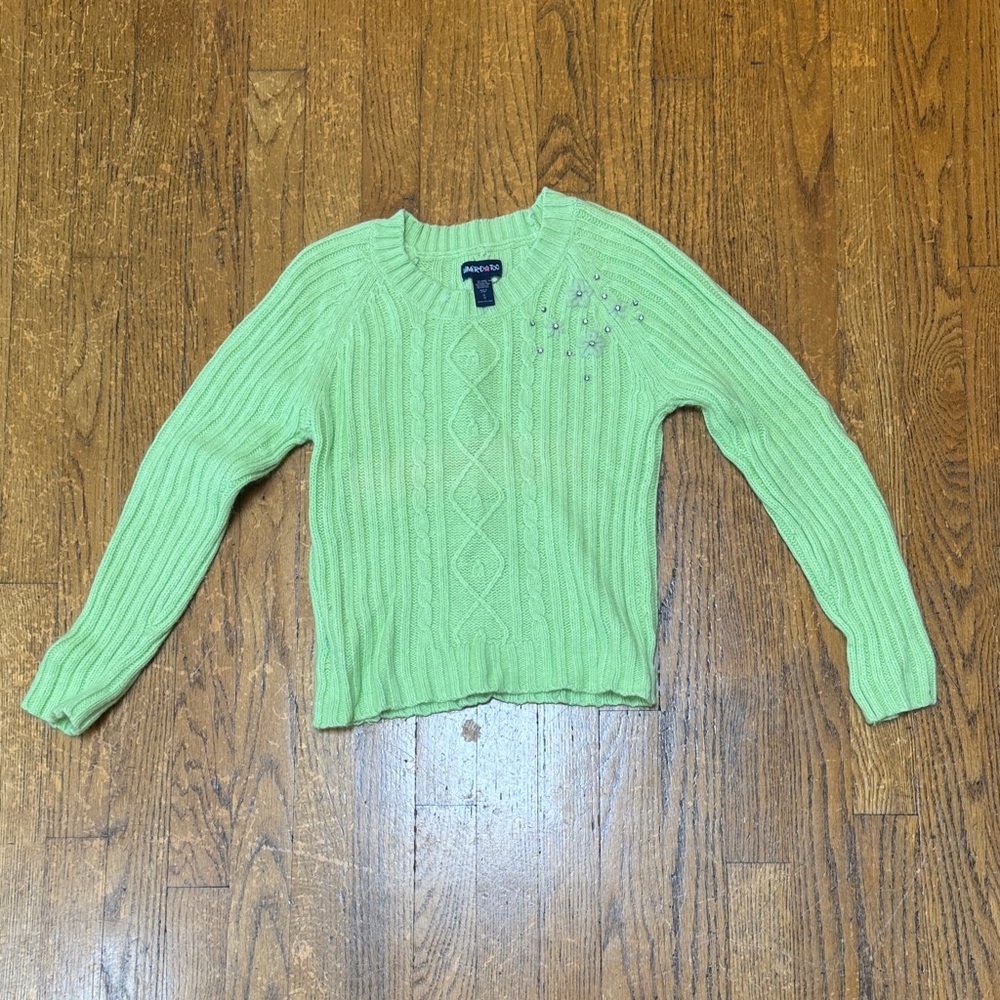 NWOT Girls Limited Too Light Green Cable Knit Sweater. Size M (12)